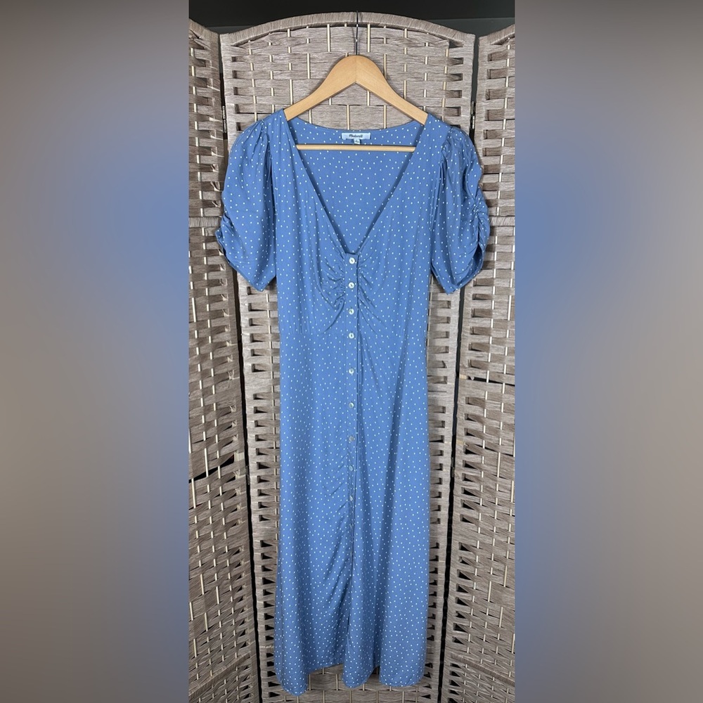 Madewell Leedra Button-Front Midi Dress in Dot - Size 6 - Picture 3 of 11